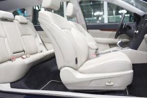 Seats and panarama window in modern white sport car, back viewSeats and panarama window in modern white sport car, back view